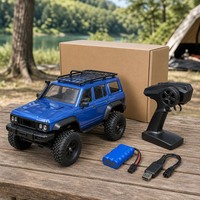 Voiture RC 4x4 tout-terrain SUV Rock Crawler 2,4 GHz télécommandée bleue avec fonctions drift, ABS+Métal, LED, échelle 1:16, véhicule de loisir de qualité