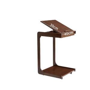 Solid Wood Side <b>Table</b> With Wheels Movable <b>Coffee</b> <b>Table</b> Sofa Corner <b>Table</b> Small Living Room <b>Table</b> <b>Walnut</b> Color Storage Shelf - Product Image 5