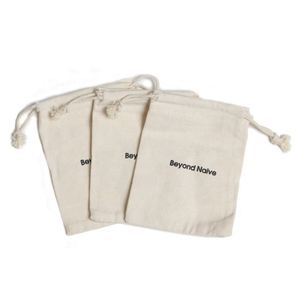 Custom Organic Cotton Recycled Size Small Reusable White <b>Muslin</b> <b>Cloth</b> Dust Pouch Drawstring Bag Logo Double String for Jewelry - Product Image 3