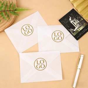 Impresión de Logotipo Personalizado, Embalaje Transparente Blanco, Sobre de Papel Pergamino, Sobre para Regalo, Invitación, Papel de Calco - Product Image 1