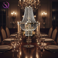 Ensemble de décoration de salle de réception de mariage de haute qualité, rideau de perles de cristal suspendu, support de fleurs, centre de table LED