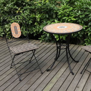 Leisure 3-Piece Steel Rattan Modern Outdoor <b>Garden</b> <b>Set</b> With Coffee Table and Chairs - Product Image 3