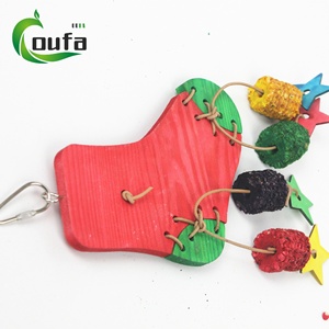 Juguete masticable de Navidad para loros, de madera natural, con forma de estrella, de mazorca de maíz y de lufa, juguete molar colgante para pájaros, para loros medianos y grandes, cacatúas - Product Image 2
