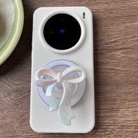Nouvelle coque de téléphone magnétique créative en acrylique en forme de nœud avec support de préhension et support de bureau extensible style Instagram coréen pour iPhone