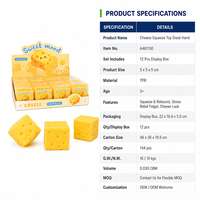 Jouet Squishy Kawaii en forme de cube de fromage, anti-stress, à presser, boîte mystère, jouet sensoriel, ensemble cadeau pour enfants et fêtes
