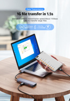Forida adaptor multiport tipe-c Hub, adaptor multiport 5 in 1 ke 2 * USB-A 3.2 2 * USB-C 3.2 1 * USB C 5V DC pengisi daya untuk ponsel Tablet IMac