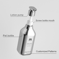 Bouteille carrée en PET de 100-1000 ml avec pompe, vide, pour soins de la peau, shampoing, gel douche, après-shampoing, lotion corporelle, personnalisable