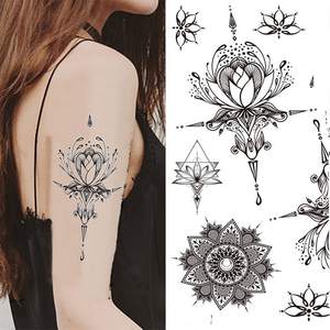 TATUAJES TEMPORALES DE HENA NEGRA para MUJERES - 53PCS Pegatinas de Tatuajes de Flores <span class=keywords><strong>Mandala</strong></span> Grandes para Chicas - Product Image 1