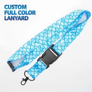 Custom Logo Full Color Wide Quick Release Safety Buckle Lanyard Mermaid Scale Ocean Themed Keychain Lanyard - Product Image 1