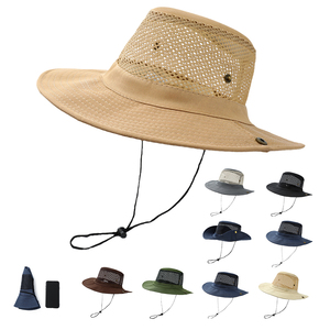 Verano nuevo diseño plegable transpirable al aire libre Sunhats Unisex personalizado Big Brim Bucket Hat con cuerda - Product Image 2