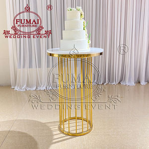 Décorations de mariage, supports de piédestal cylindriques en métal, socle en cristal blanc perlé - Product Image 5