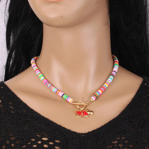 จี้ซานตาคลอส สร้อยคอดินโพลิเมอร์หลากสี สร้อยคอโบฮีเมียน เครื่องประดับคริสต์มาส โลหะผสมสังกะสี ดีไซน์การ์ตูน - Product Image 3