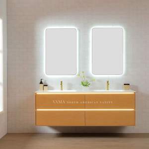 Vama מותאם אישית אבן מלאכותית משטח ארבע מגירות קיר רכוב אמבטיה - Product Image 3