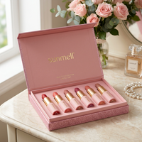 Coffrets cadeaux de brillant à lèvres rose personnalisés avec plastification mate couvercle rigide à rabat pour soins de la peau sérum crème pour le visage impression en relief