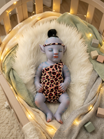 Boneka Bayi Reborn Bersinar dalam Gelap, Figur Bayi Vinyl Lembut 20 inci 50cm dengan Pakaian Cetak Leopard Kustom