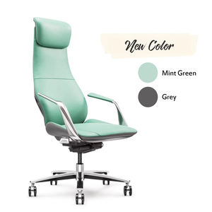 Chaise de bureau haute en cuir véritable de Style contemporain de luxe de haute qualité pour patron - Product Image 3