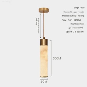 Lustre LED moderne, lampe de chevet de chambre d'hôtel haut de gamme, lampe de bar, éclairage en fer et marbre luxueux et simple, restaurant - Product Image 5