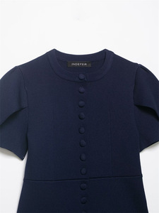 Maglione da Donna Blu con Maniche Corte a Sbuffo Lavorato a <span class=keywords><strong>Maglia</strong></span> - Product Image 3