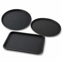 Plateau de service rond en plastique PP pour serveurs, restaurant, bar, café, hôtel, usage commercial, antidérapant