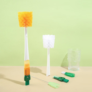Brosse de nettoyage de bouteilles multifonctionnelle 5 en 1, à long manche, pour usage domestique, poils en nylon vert orange - Product Image 2