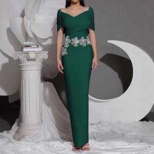 SB3646 مثير قبالة الكتف الماس النساء بلا أكمام لامعة الكريستال طويلة Bodycon فساتين المشاهير حزب ضمادة اللباس - Product Image 2