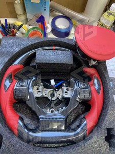 Volante de Fibra de Carbono y Cuero Perforado Rojo Oscuro Personalizado para Lexus <span class=keywords><strong>GS</strong></span> Gsf Is250 Is <span class=keywords><strong>300</strong></span> Nx Ct200 - Product Image 6