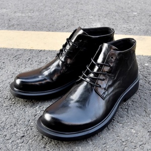 Botas de Cuero Genuino de Estilo Casual Otoño 2025, Multifuncionales, de Caña Alta, con Punta Redonda y Cordones - Product Image 1