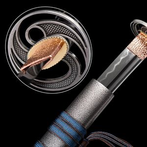 Épée Longquan T10 à bord brû<span class=keywords><strong>l</strong></span>é, motif animal gravé, forgée à la main, style japonais, épée Command Shadow, armes à feuilles vives, accessoire COS - Product Image 1