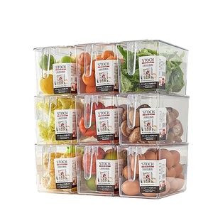 Kitchen transparent stackable box crisper fridge vegetable organizer clear plastic food storage container bento box