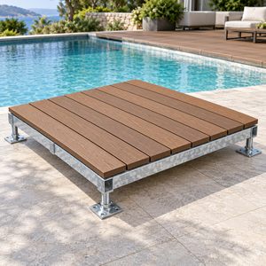 Terraza Prefabricada de WPC para Barbacoa en el Patio Trasero, con Estructura de Acero Galvanizado y Altura Ajustable - Product Image 6