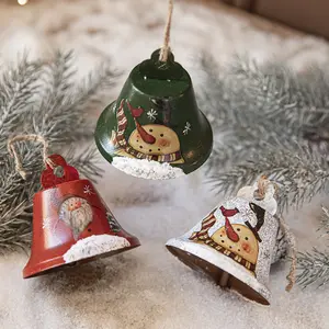 金属圣诞叮当铃圣诞老人雪人树挂件手绘圣诞家居装饰装饰品