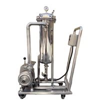 Boîtier de filtre à micro cartouche d'huile Système de filtre à sacs sanitaires en acier inoxydable avec chariot à pompe centrifuge