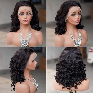 <span class=keywords><strong>Prix</strong></span> de <span class=keywords><strong>gros</strong></span> Perruques en cheveux humains brun foncé, petites, à grandes ondulations lâches, 12A SDD, naturelles, densité 210%, 13x4, frontale transparente, pré-épilée - Product Image 6