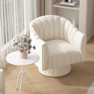 Fauteuil d'appoint capitonné crème, fauteuil moderne pour salon, siège en tissu pour chambre, balcon, réception - Product Image 5