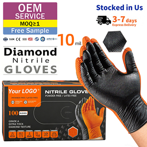 Heavy Duty 8Mil 10Mil Black Nitrile <b>Gloves</b> Oil Resistant Anti Slip for Automotive Workshop and Construction Safety Disposable - Product Image 1