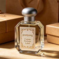 Étiquette de parfum à motif vintage en relief UV, autocollant pour bouteille en papier synthétique imperméable
