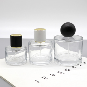 Flacon de parfum en verre de 50 ml avec bouchon à pression, flacon cosmétique vide en cristal, flacon cylindrique court, style simple, capacité de 30 ml - Product Image 4