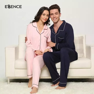 Ensembles <span class=keywords><strong>pyjama</strong></span> 2 pièces personnalisés pour couple <span class=keywords><strong>pyjama</strong></span> <span class=keywords><strong>en</strong></span> viscose de bambou <span class=keywords><strong>en</strong></span> vente de gros - Product Image 1
