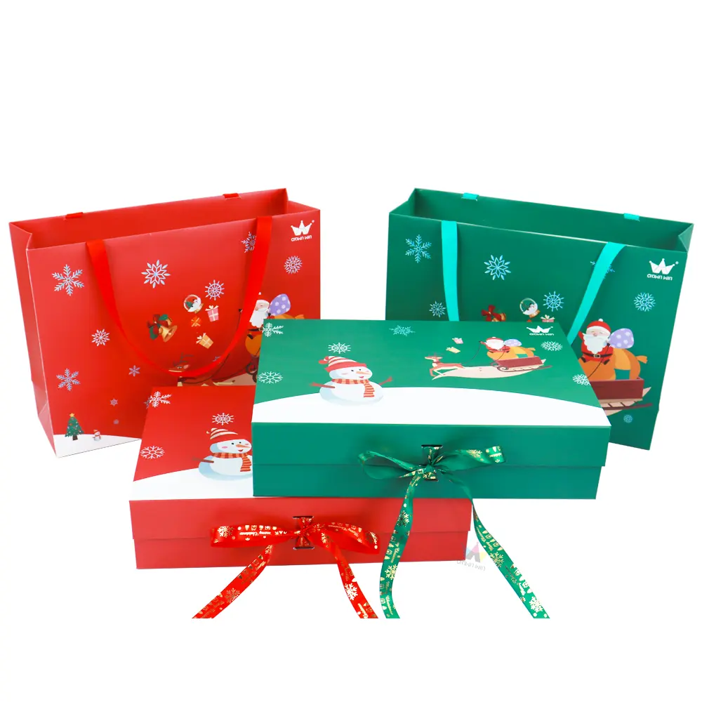 Fechamento dobrável original Natal caixa presente embalagem fita arco Natal fita decoração doces cookie pacote papel caixa