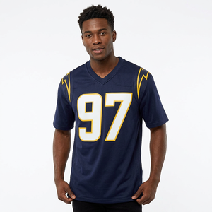 Camiseta de Fútbol Americano para Hombre, Cuello en V, Manga Corta, Número 97, Azul Marino, Malla Transpirable, Ajuste Atlético, Uniforme de Equipo - Product Image 2