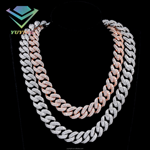 New Design <b>Rapper</b> 18mm Rose Gold Plated Sterling Silver Cuban Link <b>Chain</b> with VVS Moissanite Unisex Fashion Hip Hop Miami Style - Product Image 3