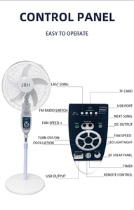 <span class=keywords><strong>Ventilateur</strong></span> de sol domestique 16 pouces grande capacité, rechargeable (solaire, DC, AC), avec musique, radio Bluetooth et moteur sans balais – Promotion ! - Product Image 5