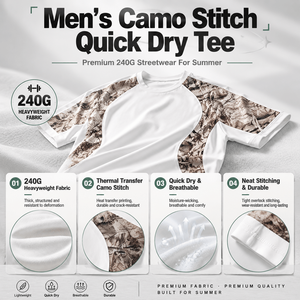 Camiseta de Manga Corta para Hombre, 240G, Camuflaje, de Secado Rápido, Transpirable, Estilo Urbano, Personalizable, Ropa Deportiva Informal - Product Image 3