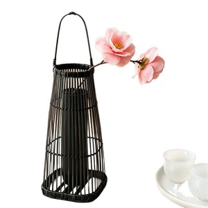 Bamboo Woven Tabletop Vase Handmade Asian Zen Style Decorative Flower Basket For Tea Ceremony Home Dcor - Product Image 5