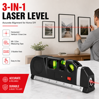 Kit de niveau laser multifonction avec laser à lignes croisées, ruban à mesurer métrique/imperial et télémètre laser