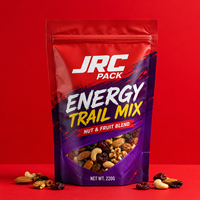 Sachet refermable personnalisé avec logo imprimé pour snacks, noix, amandes, noix de cajou – Emballage alimentaire réutilisable de qualité alimentaire, pochette verticale