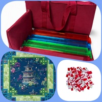 Mesa de Mahjong Americana Automática de Lujo Moderna, de Acrílico, Goma y Cuero, para 4 Jugadores, 160 Fichas, Plegable, con Bolsa y Tapete, para la Familia