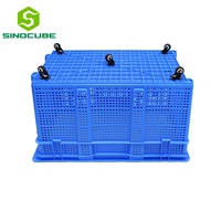 Caisse de manutention en plastique HDPE maillée Sinocube, empilable, emboîtable et recyclable, robuste, pour légumes, avec roues