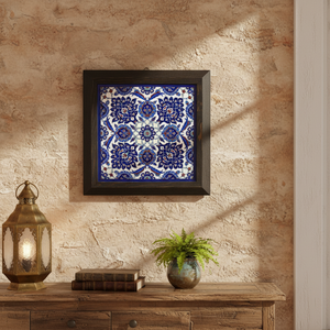 Turco pintado a mano de cerámica enmarcado azulejo - Product Image 3
