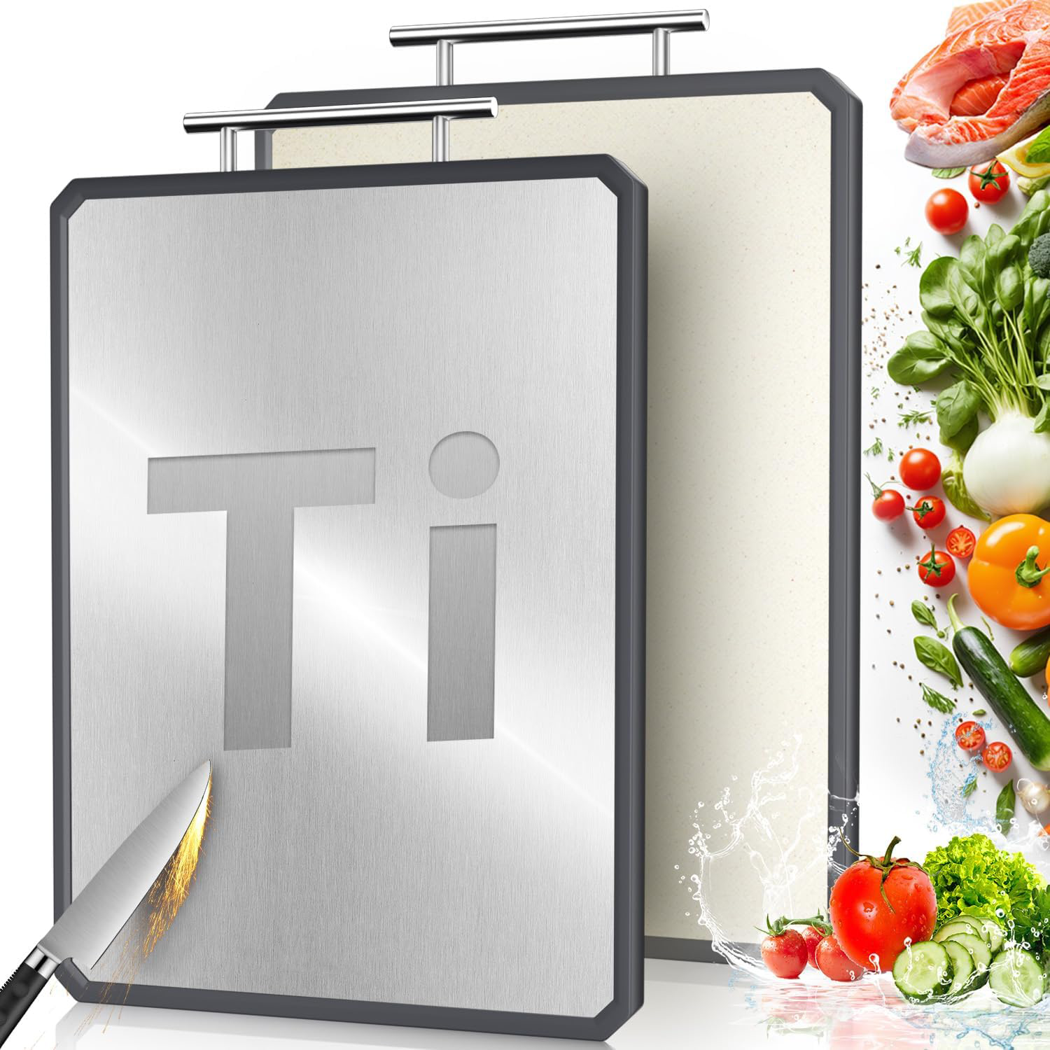 Оптовая продажа, двухсторонняя разделочная доска из чистого титана, 2 в 1